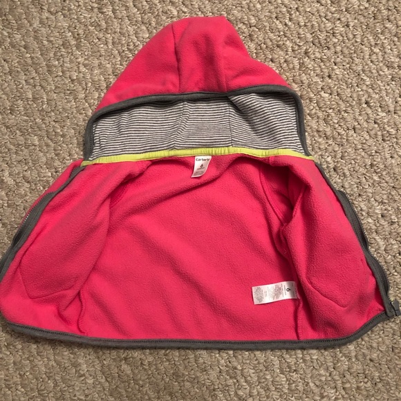 Carters Baby Girl Pink Hooded ZIP-Up Fleece - Picture 2 of 4
